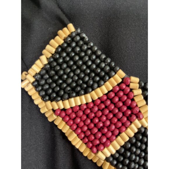 Sharagano Top Women L Black Beaded Western Boho Aztec Retro Vtg 80s Tribal Knit - Picture 7 of 12